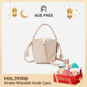 AGE FREE Tulip Bag Hand bag Bucket Hand Sling Bag Hitam Tas Selempang Wanita Tas Unik Lucu Bunga Tulip Hitam