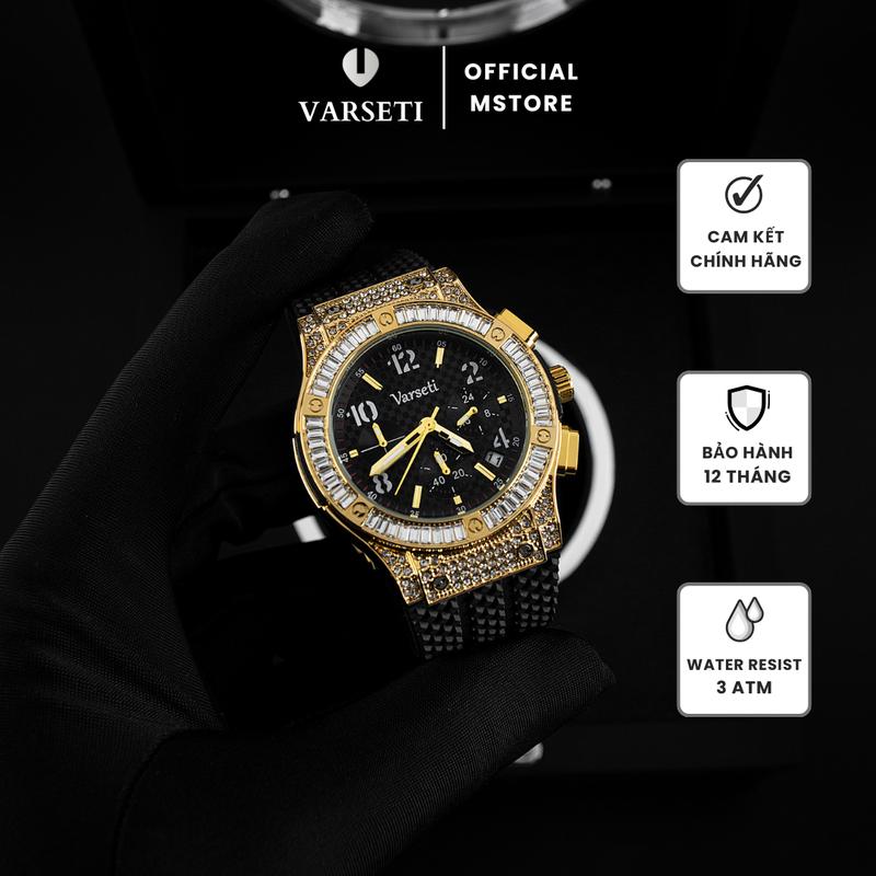 [ MS STORE- VŨ VĂN KHẢI ] Đồng Hồ Nam Varseti Phiên Bản Đính Đá Cao Cấp Thời Trang, mặt sz 40mm tay vừa Sang Trọng - M107
