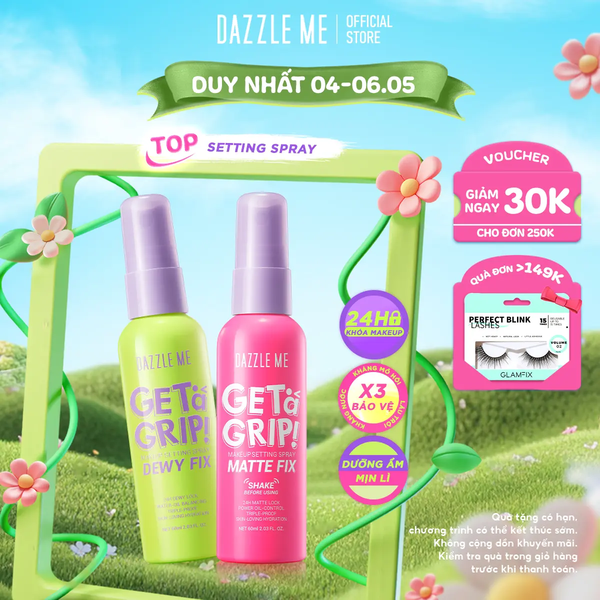[Phiên bản Matte Dewy Fix] Xịt Khóa Makeup DAZZLE ME Xịt Cố Định Lớp Trang Điểm Nền Lâu Trôi Da Dầu Mịn Lì 60ml Cosmetic Nữ Mỹ Phẩm
