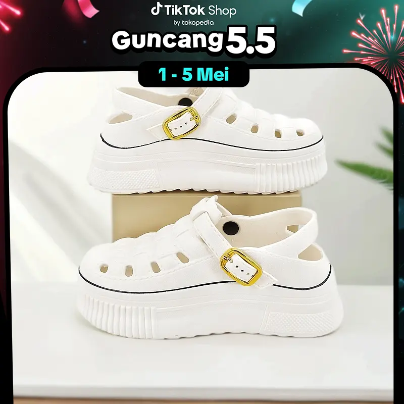 TEFANSY Sandal Wanita Sepatu Bertali Sepatu EVA Sandal Wanita Karet MurahMall Tumit Cewek Sendal Jelly