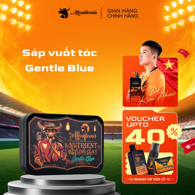 Sáp vuốt tóc Menitems Gentle Blue Clay 100g, giúp giữ nếp tạo kiểu, hỗ trợ chăm sóc tóc