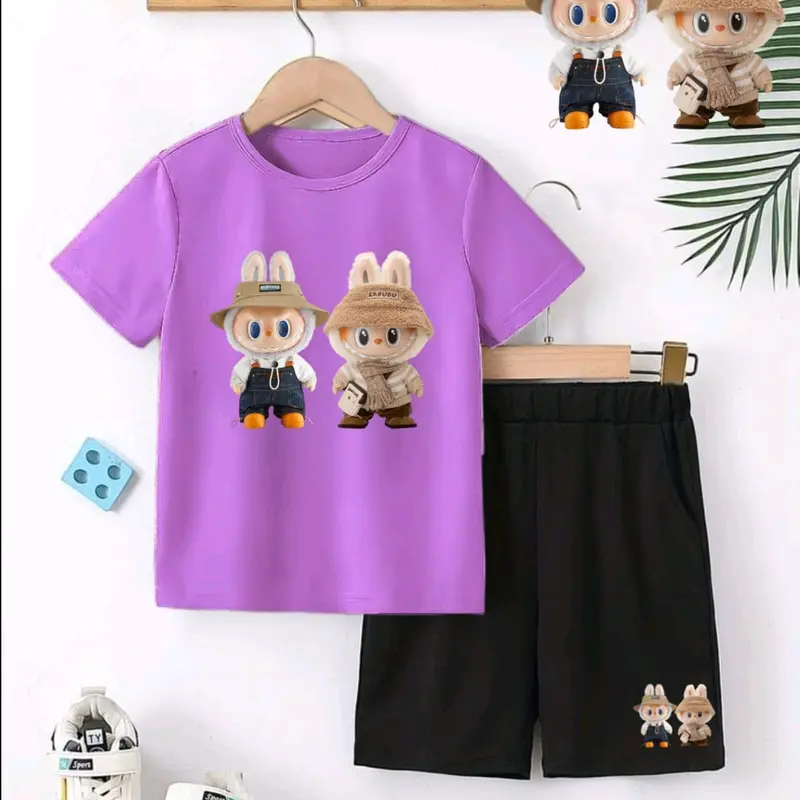 BAJU SETELAN ANAK GAMBAR BONEKA LABUBU 0