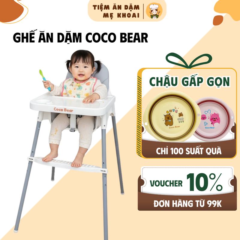 Ghế Ăn Dặm Cho Bé Coco Bear Kèm Bàn Ăn Đệm Ghế 2 Tầng Chỉnh Cao Dây Đai An Toàn Gấp Gọn Tiện Lợi