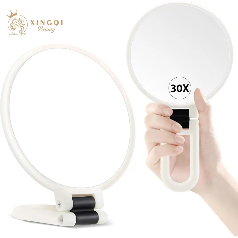 4.9 inch (13cm)double sided vanity makeup desk small vanity mirror travel magnifying 10x 15x 20x 30x hand held small shaving