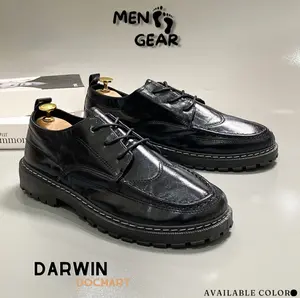 MENFOOTGEAR Darwin Sepatu Wisuda Pria Sepatu Casual Sepatu Sneakers Kulit Pu Leather Hitam