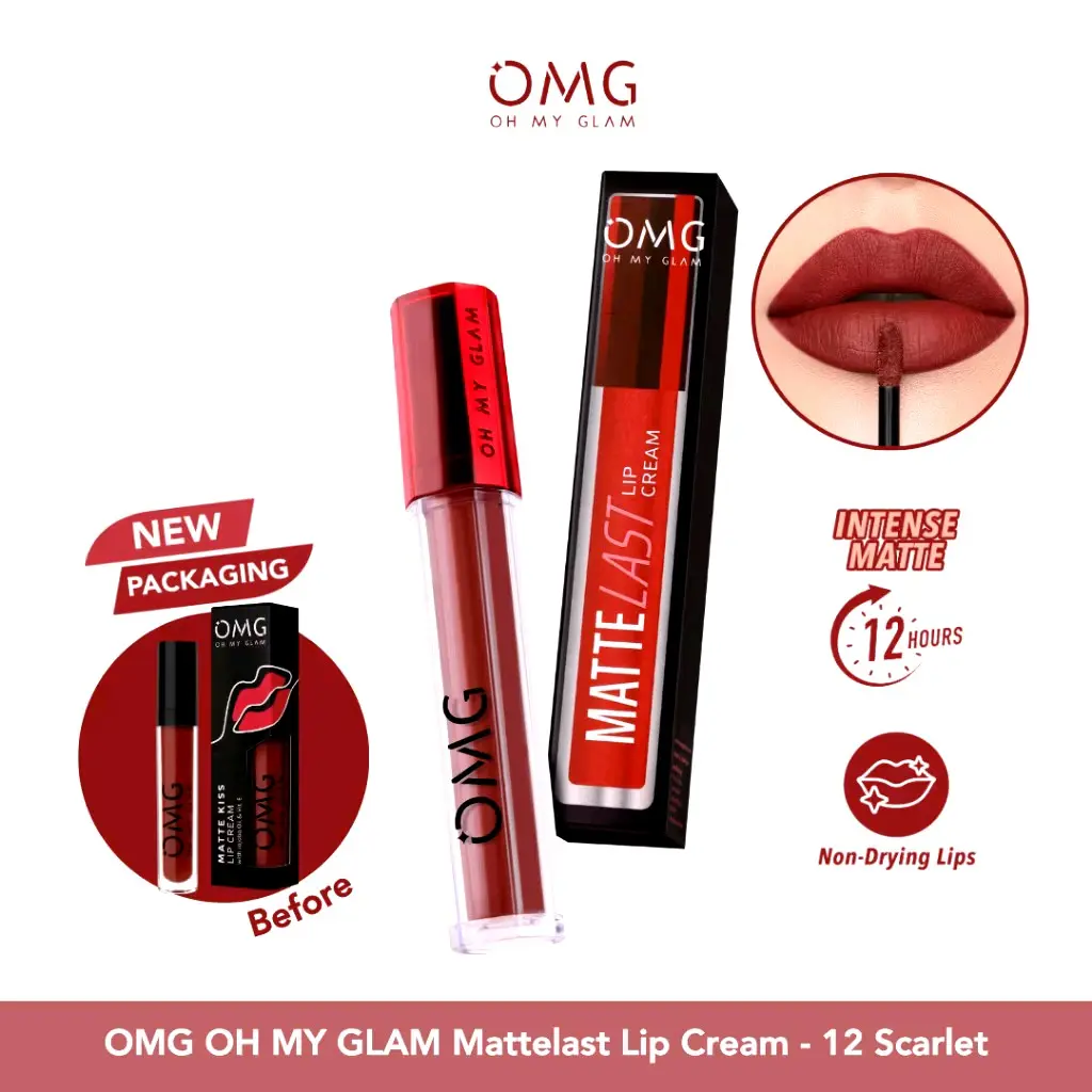 OMG Oh My Glam Matte Kiss Lipcream Lipstik Lasting Lipmatte Waterproof