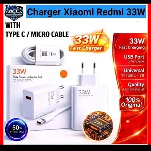 Charger Untuk Xiaomi Redmi 33W TYPE-C Fast Charging Set Adaptor + Kabel USB Original 100% Termurah