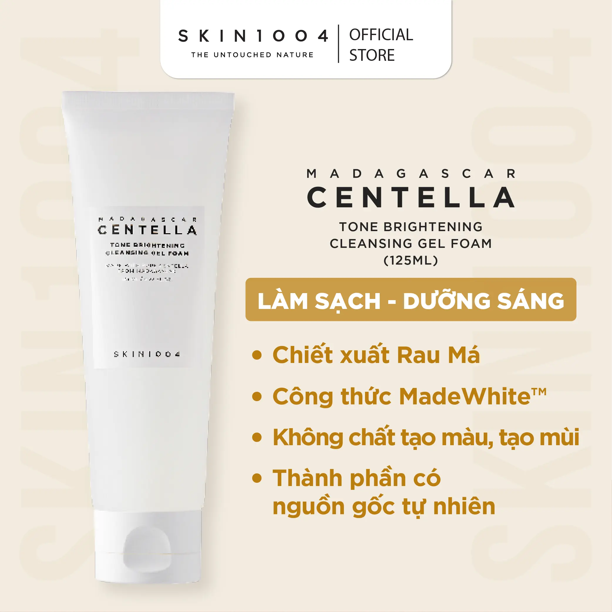 SKIN1004 Gel rửa mặt dưỡng sáng Madagascar Centella Tone Brightening Cleansing Gel Foam 125ml