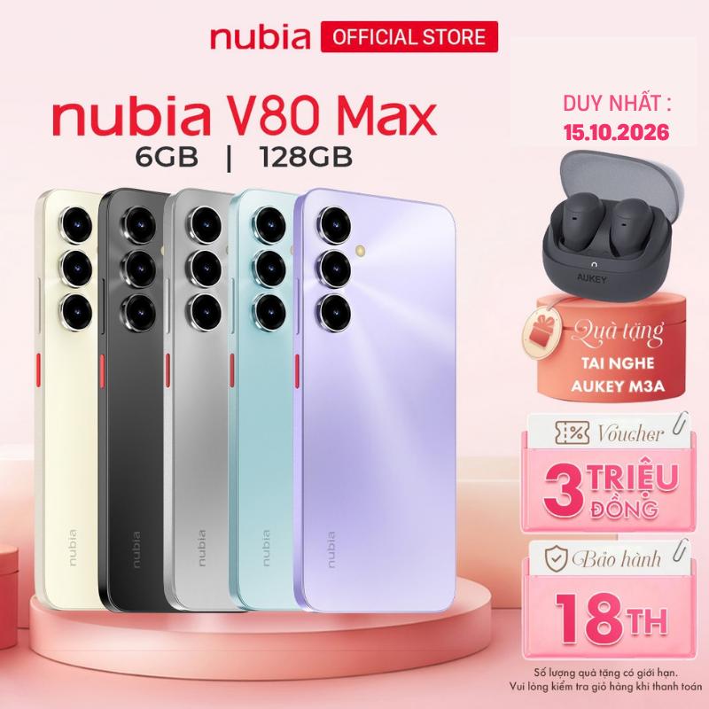 Điện thoại Nubia V80 Max 12GB(6+6)/128GB - Pin 6000mAh - Kháng bụi, nước, bền bỉ - Màn 120Hz 780nits