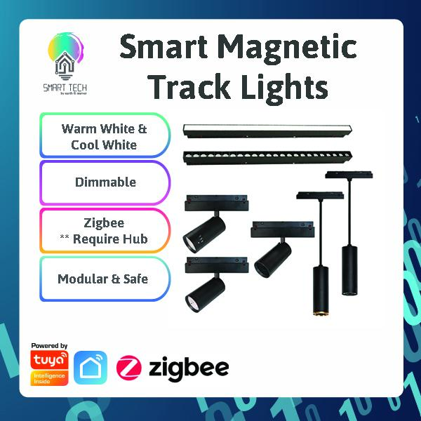 (Local Stock) Tuya Smart Zigbee Magnetic Track Light System 48VDC track and Rail Modular Smartlife LED Dimmable OSRAM / BRIDGELUX Chip