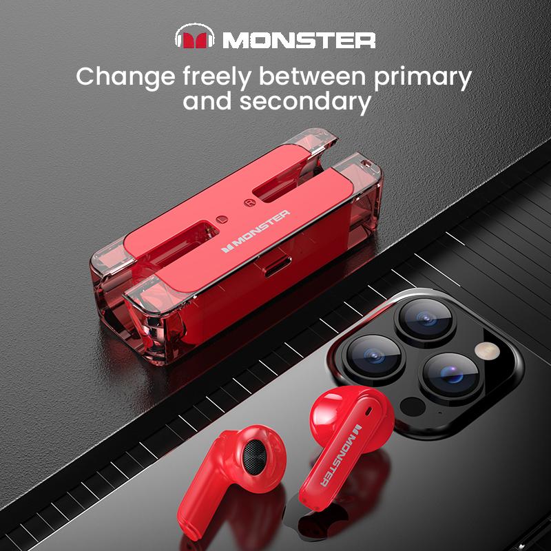 Tai nghe không dây Monster XKT08, tai nghe chất lượng cao, chất lượng âm thanh chuyên nghiệp, tai nghe true wireless chính hãng, thiết kế mới dành cho âm nhạc, tương thích với mọi điện thoại di động và tai nghe chơi game Nhét Tai