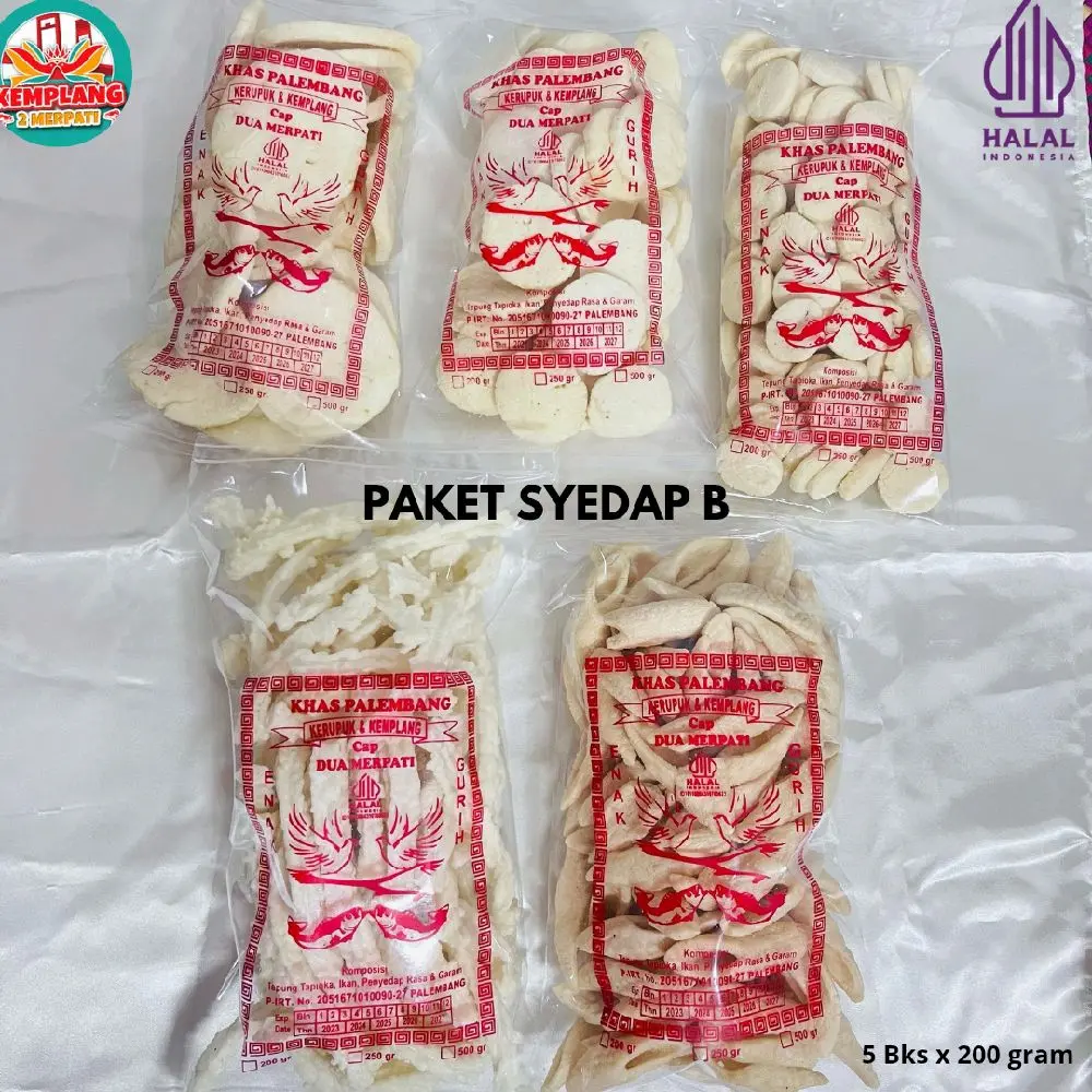 [UPDATED] PAKET SYEDAP B ISI 5 BUNGKUS [PESER,KANCING,MINI,BUNCIS IKAN,BUNCIS UDANG] @200 GRAM 1 KG KHAS PALEMBANG