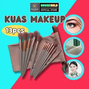 [13pcs] Set Kuas Make Up Lengkap Face Contour Eyeshadow Lip Brush Kuas Kosmetik Profesional Alat Makeup Tools Untuk Wajah Mata Bibir Natural Finish Praktis 13in1 0311