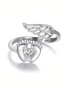 Anillo con dije de corazón de zirconia cúbica para mujer, 1 pieza, joyería para regalo del Día de la Madre y fiesta