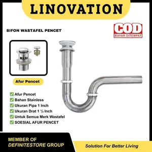 Sifon Wastafel Afur Pembuangan  Stainless Afur Pencet Pop Up Avur Komplit Set Washtafel Pipa Pembuangan Air 1 1/4 Inch Keran