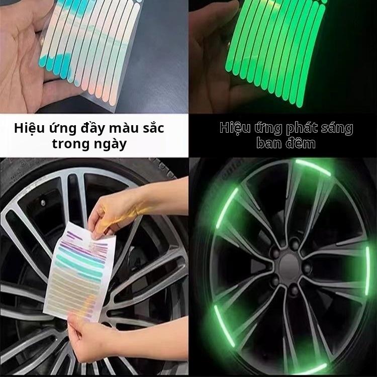 Hình dán huỳnh quang, cho bánh xe ô tô, hình dán trung tâm, cảnh báo phản quang, thích hợp cho xe Điện, xe máy và xe đạp, hình dán phát sáng 1