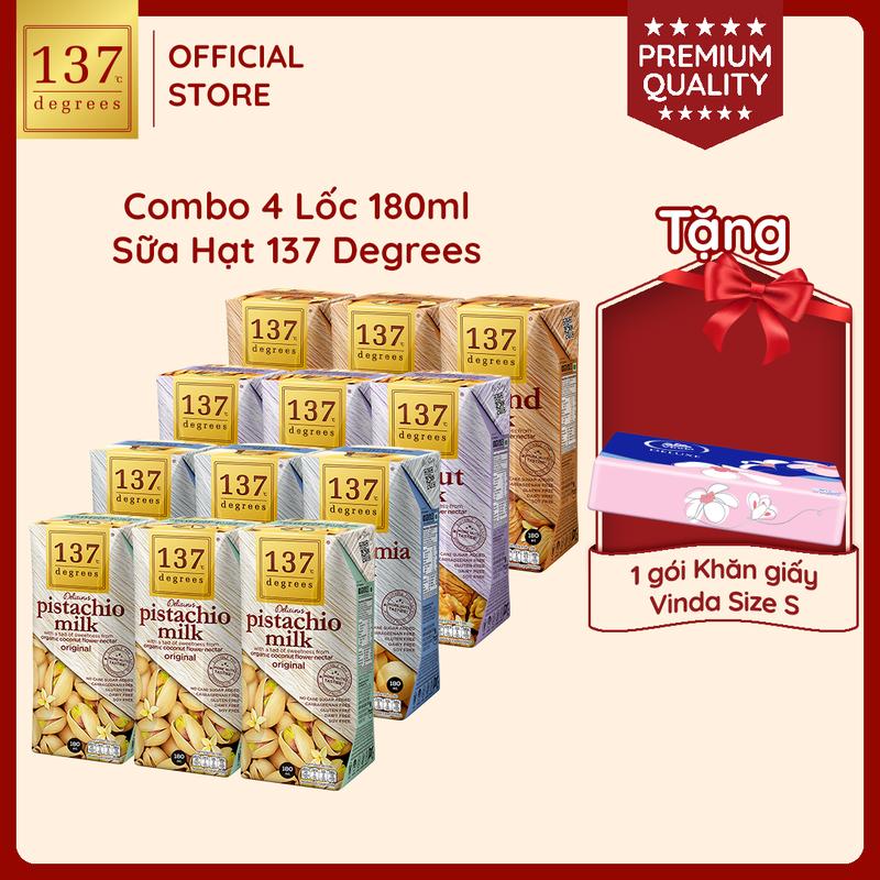   MUA 4 LỐC 180ML TẶNG 1 GÓI VINDA SIZE S  Sữa Hạt 137 Degrees 180ML Không Đường Healthy Nhập Khẩu Chính Hãng Thái Lan 