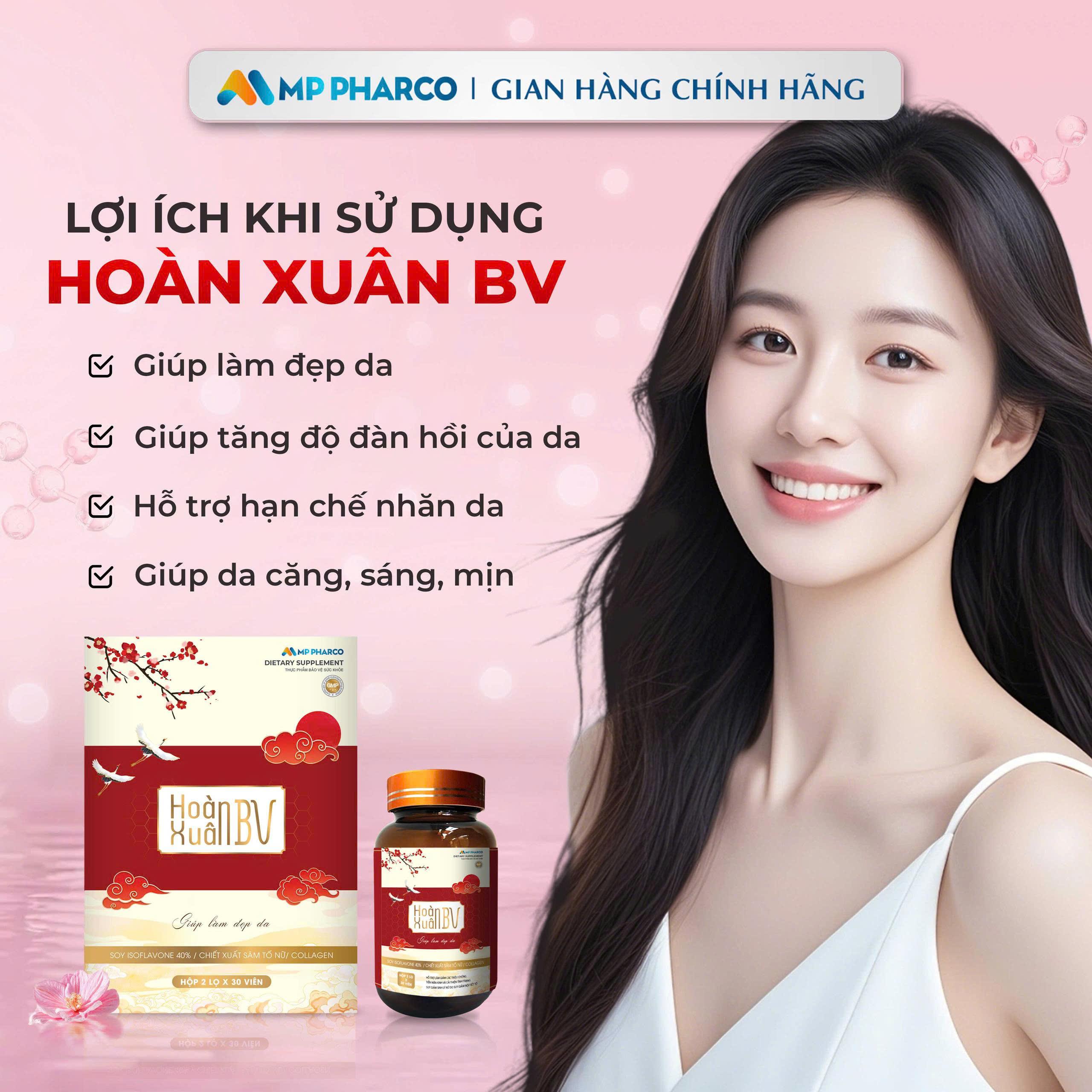 MP02d Combo 2 hộp TPBVSK Hoàn -Xuân B.V -Hỗ trợ làm sáng da ,hỗ trợ chăm sóc sắc đẹp toàn diện -Hộp 60 viên