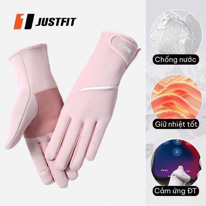 Găng Tay Đi Xe Máy Mùa Đông JUSTFIT Chống Nước Mở Ngón Thông Minh Lót Lông Cừu Siêu Ấm cho nam nữ