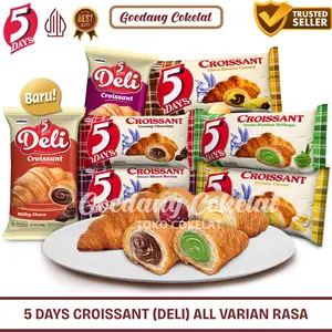 5 DAYS CROISSANT Kroisan Roti Puff Pastry Rasa Milky Chocolate Creamy Cheese Pandan Srikaya Mix Berries 60g