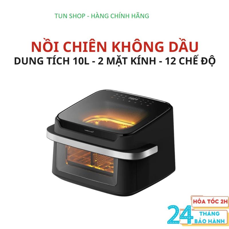 Nồi Chiên Không Dầu LocknLock Dual Visible Air Fryer EJF398BLK (10L) - 2 Mặt Kính, Màu Đen