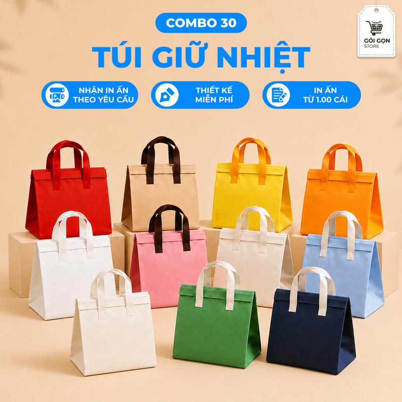 Túi Giữ Nhiệt Đựng Hộp Cơm, Bình Nước – Túi Vải Không Dệt Gọn Nhẹ, Tiện Mang Đi…