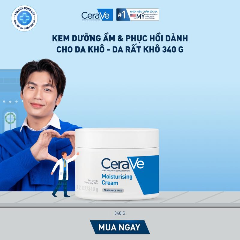 DEAL SHOCK Kem dưỡng ẩm dành cho da khô Cerave Moisturizing Cream 340g. Kem dưỡng giúp phục hồi chuyên sâu giữ da ẩm mịn suốt 48 giờ không gây bí da. DÙNG ĐƯỢC CHO DA MẶT VÀ CƠ THỂ_ Chăm sóc da_Kem & Sữa dưỡng thể_Skincare cho Nam và Nữ