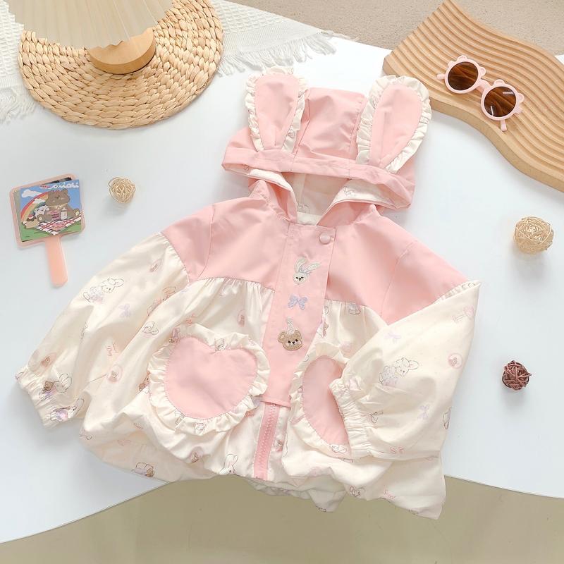 Hey Susie AK1690 - Áo Khoác Thỏ Hồng Túi Trái Tim Cho Bé Gái Size 9-21kg