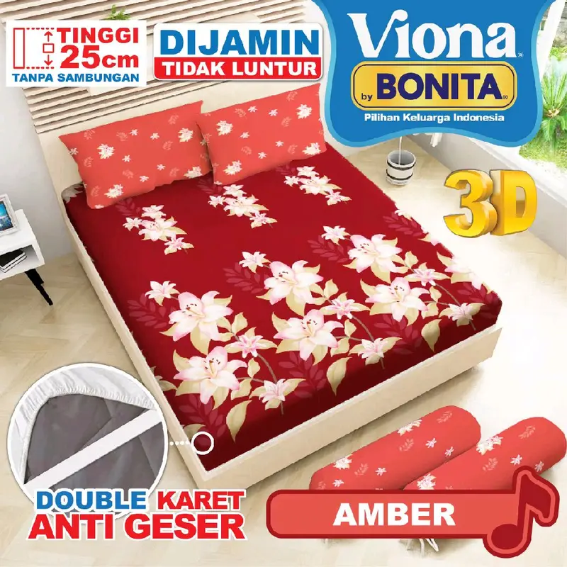 (TERMURAH BANTAL 2) VIONA by Bonita - Sprei BONITA King SIZE NO.1 (180x200) Tinggi 25 Ada Anti Slip 100% ORIGINAL [TERMURAH] SPREI BONITA BY VIONA | SPREI ASLI BONITA | SPREI VIONA | SPREI HALUS | SPREI NYAMAN | SPREI ORIGINAL BONITA 5