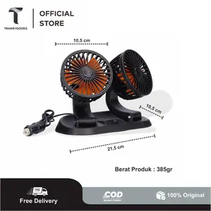 [Trawey] Kipas Angin Mobil Double-Headed Fan 12V/24V Portabel 2 Tingkat Kecepatan & Putaran 360° untuk Kabin Mobil DC 12V/24V/5V 6.5W-10W