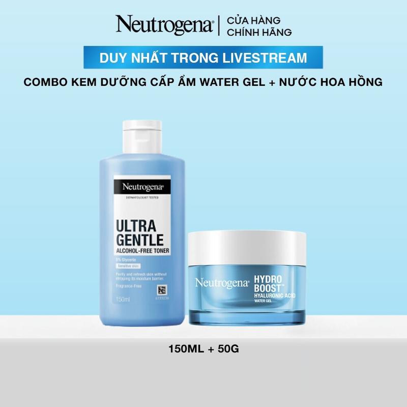 [Inhouse] Combo Kem dưỡng giúp cấp ẩm Neutrogena Hyaluronic Acid Water Gel 50g và Nước hoa hồng không chứa cồn Alcohol Free Toner 150ml - Skincare Nữ | Chăm sóc da | Làm đẹp da