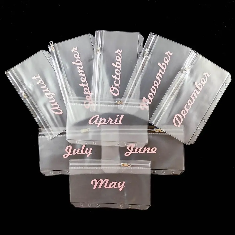 PVC Binder Pockets Useful Pouch Organizers 6 Ring Cash Envelope Lock Bag Waterproof Loose Leaf Pouch Binder Zipper Bag
