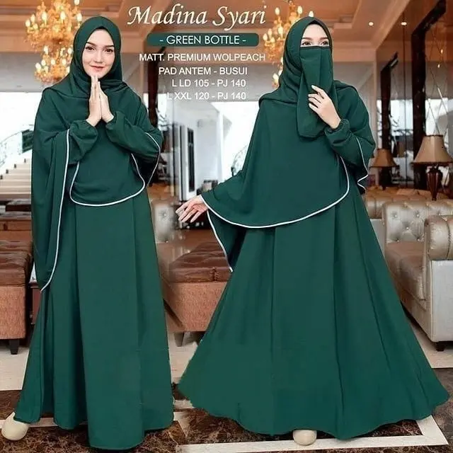 COD!! Gamis Madina Syari Set Jilbab Jumbo 3XL 4XL Gamis Wanita Terbaru 2024 Mewah / Gamis Syari Simple Elegan / Gamis Syari Set Khimar / Gamis Ibu Ibu Model Sekarang / Gamis Seragam Wanita Pengajian Pernikahan Muslim Pita