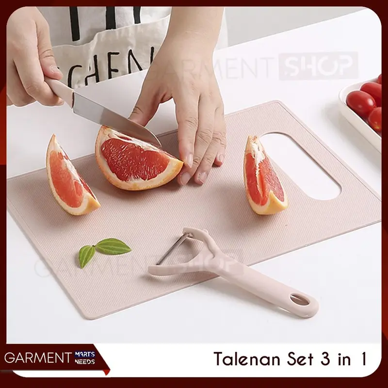 Pisau Set Talenan 3 in 1 Pengupas Kulit Buah Sayur Serbaguna Stainless Kitchenware 1