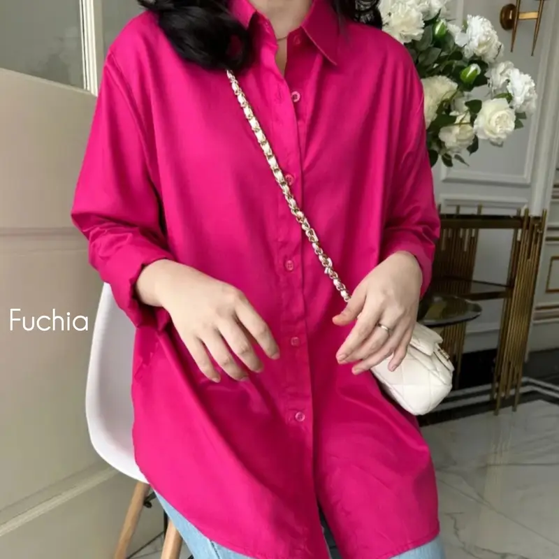 Kemeja Polos Rayon Twill Wanita Korean Style By Mylismaiiez 5