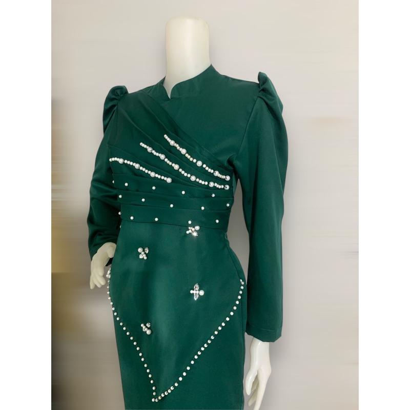 Afiya Dress Bridesmaid Muslimah-Gaun Modern Kekinian Dengan Mutiara Untuk Kondangan Dan Acara Resmi Wanita Gamis 2