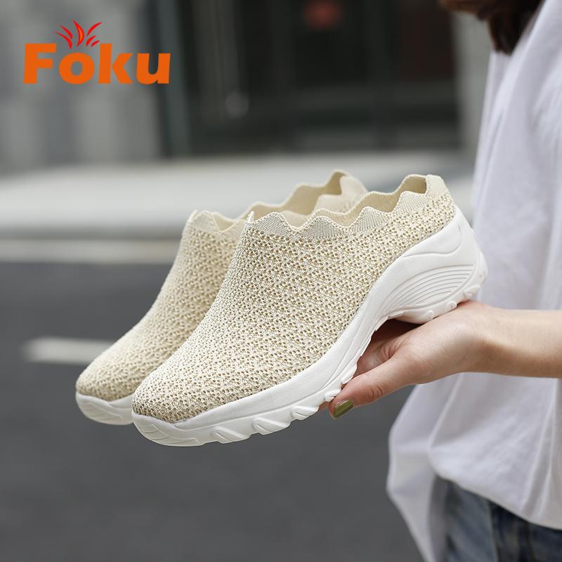 FOKU Sepatu Slop Santai Wanita Slip On Sneakers Korea Terbaru 4