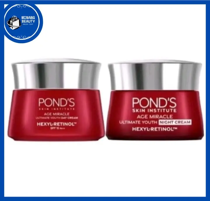 Pond's Age Miracle Day Cream & Night Cream 9gr Hexyl Retinol Niacinamide untuk Kulit Tampak Muda Menyeluruh dalam 7 Hari - Hitam, Kusam Perawatan Wajah