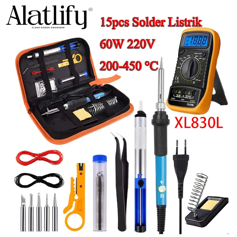 [COD] Kit Solder 15-in-1 | Termasuk Multimeter Digital XL830L | Kontrol Suhu Cerdas | Alat Penting untuk Perbaikan Solder