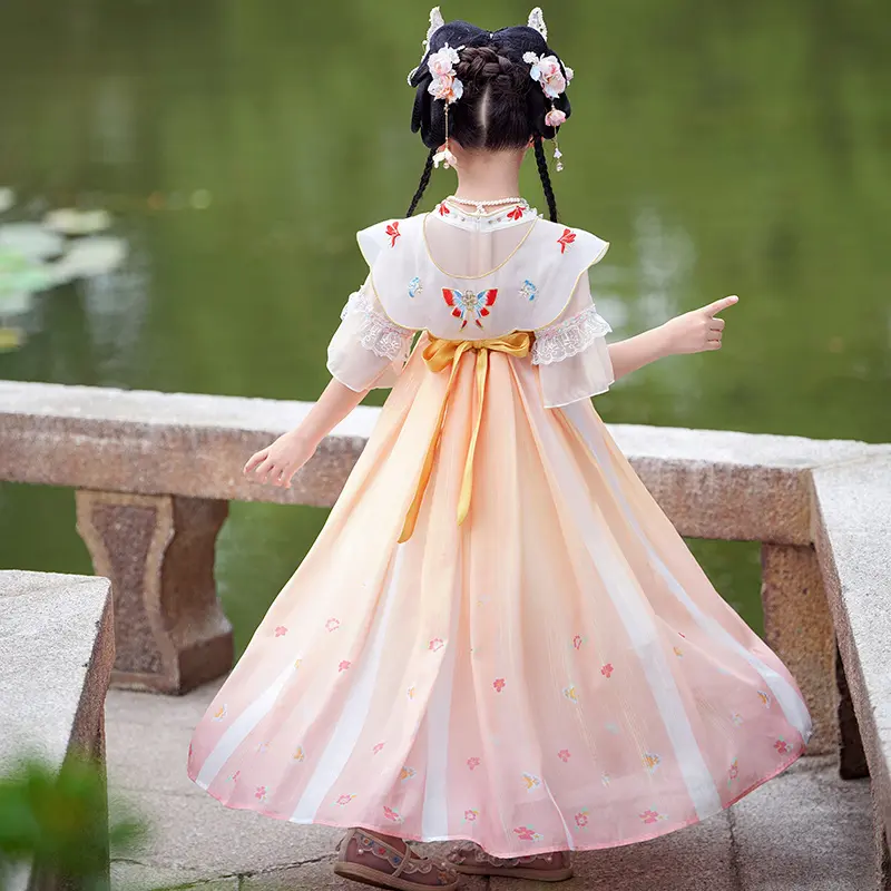 TQ-D0022 [PippiKids]Cô Gái Hanfu Cổ Tích Phong Cách Mỏng, Phong Cách Cổ Trang, Dài Ngực, Thích Hợp Cho Bé Gái, Trẻ Em Trung Niên, Phong Cách Trung Quốc, Có Sẵn Cho Mùa Xuân, Mùa Hè Và Mùa Thu 1