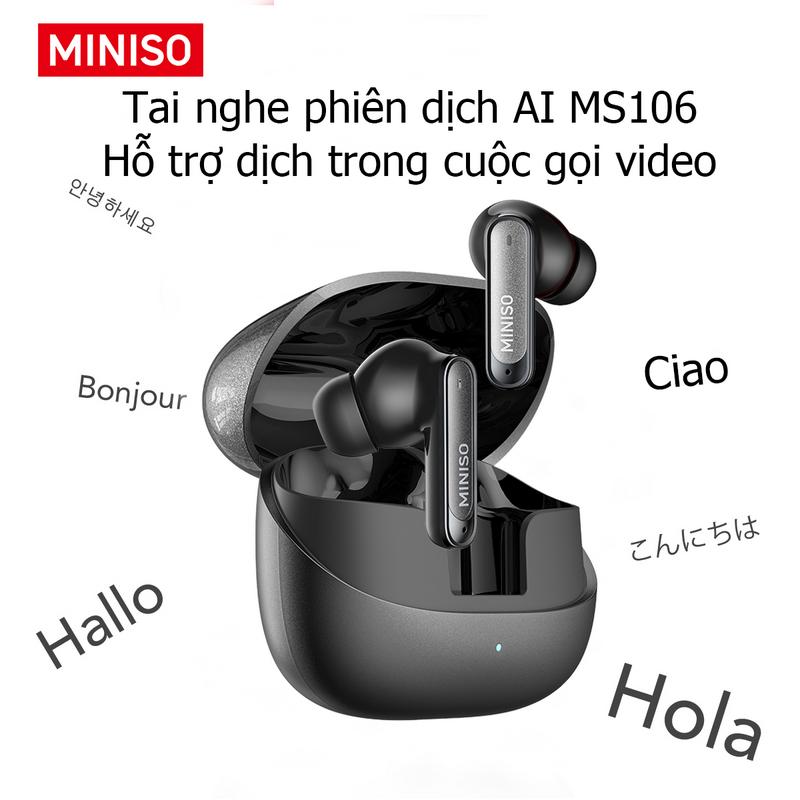 Tai Nghe Nhét Tai Nghe Không Dây MINISO MS106 Hỗ Trợ Bản Dịch 134 Ngôn Ngữ Bản Dịch Ảnh Trò Chuyện Được Cung Cấp Bằng AI Chức Năng Giảm Tiếng Ồn Điều Khiển Cảm Ứng Thông Minh Chất Lượng Cuộc Gọi HD Được Đánh Giá Chống Thấm Nước IPX5