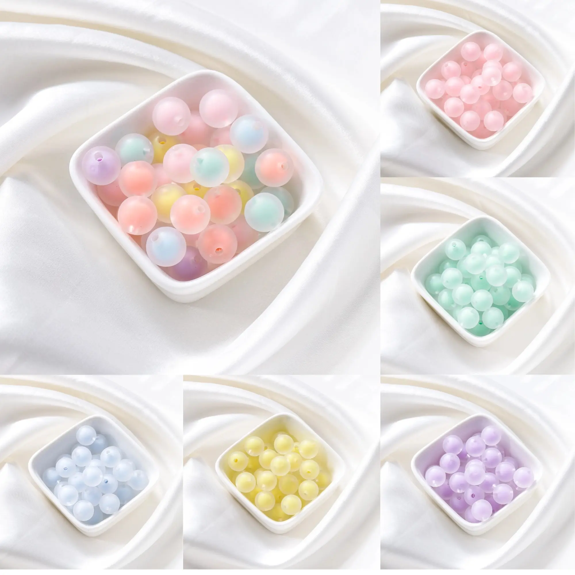 St.kunkka 50pcs 8 10 12mm Acrylic Transparent Filled Round Beads Candy-colored Frosted Beads For DIY Bracelets Necklaces Jewelry Jewelry Accessories Making