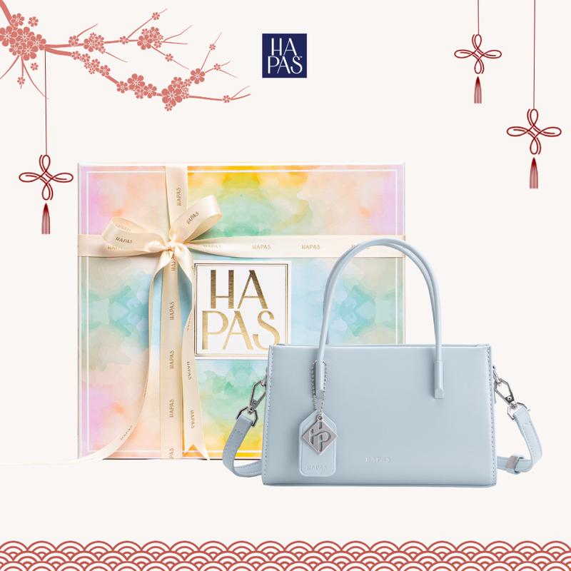  Túi Xách Nữ HAPAS Chính Hãng La Muse Phủ Màu Tag Vuông Quai Xách Đeo Chéo Sang Trọng Size 21 Xanh Ghi - TXT221226 Bag Lady 