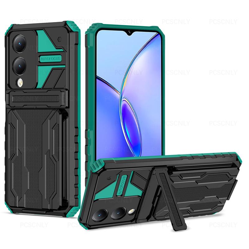 Product Introduction of Card Holder Phone Case For VIVO Y17S Casing Shockproof Armor Stand Hard Back Cover Multifunctional 14