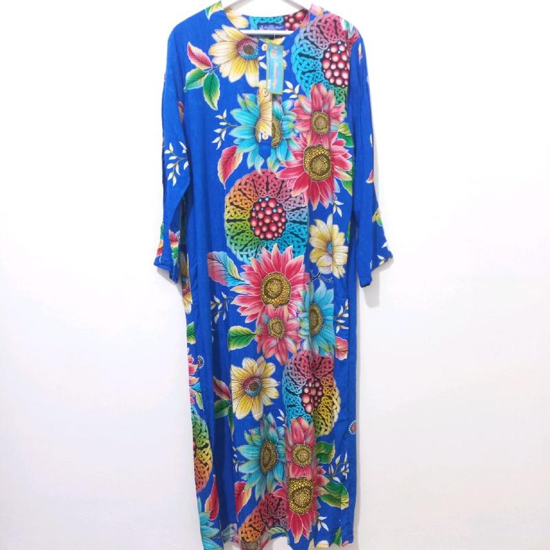 Longdress Kencana Ungu Label Biru KUB LONGDRESS 19 LD 124 Original Batik Kencana Ungu Busui Kancing Wanita 0