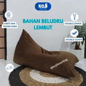 BEANBAG TRIANGLE BELUDRU VELVET - BEAN BAG SOFA ADEM LEMBUT - TERMASUK ISI SIAP PAKAI