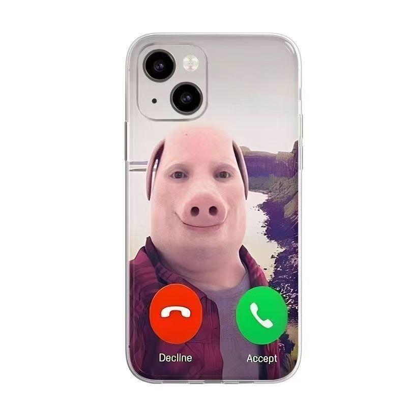 Khuyến mãi lớn! Ốp lưng trong suốt kiểu space cho iPhone chống trượt tay, nút bấm nhạy không kẹt, họa tiết John Pork gọi điện hài hước, phù hợp mọi dòng iPhone