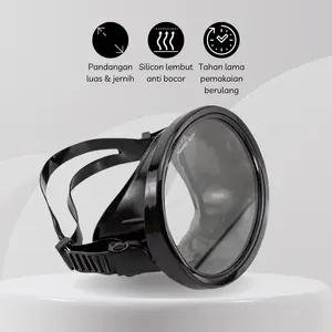 Kacamata Selam Oval Scuba Diving Tempered Glass Pandangan Luas Jernih & Tahan Lama Silicone Lembut Anti Bocor