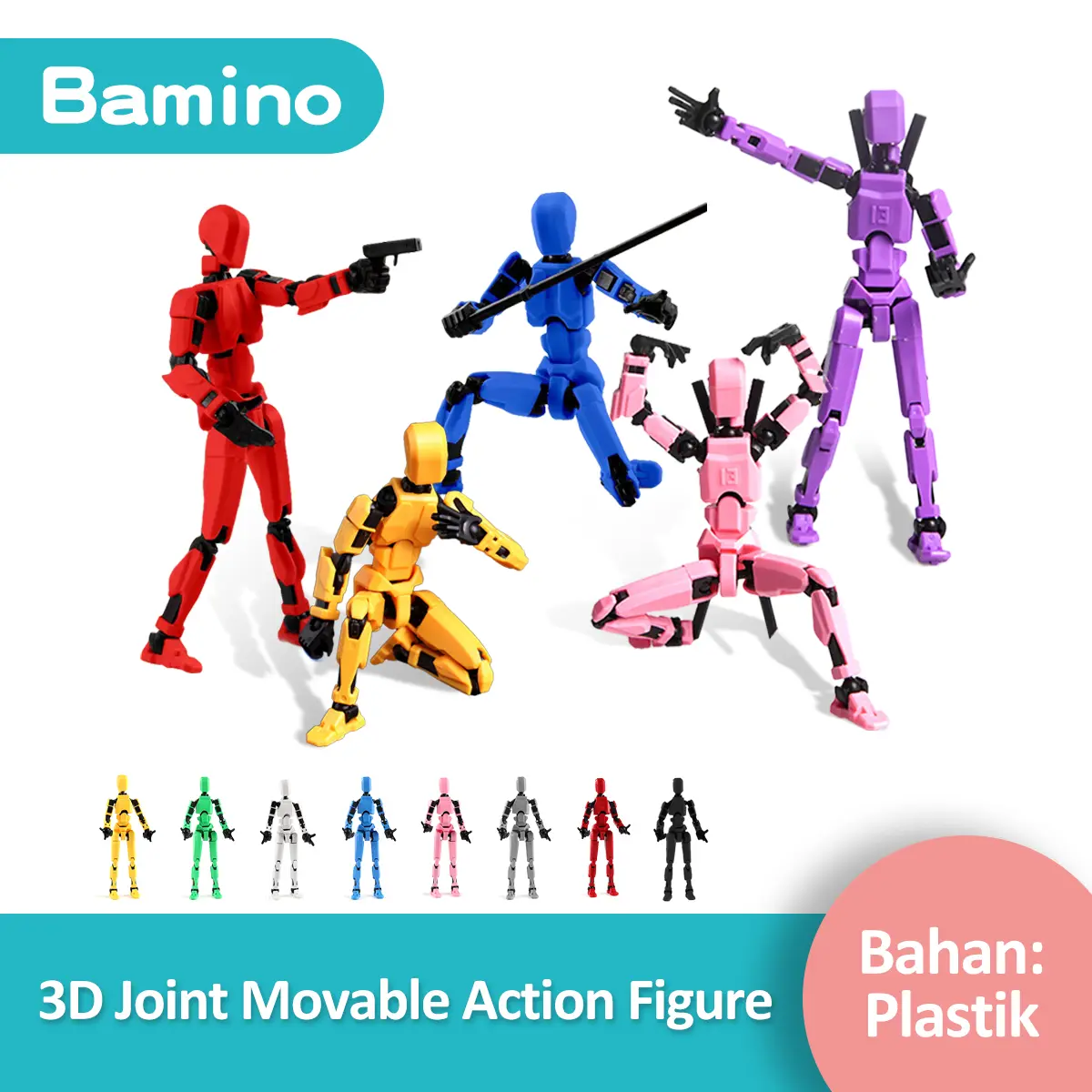 BAMBINO Dummy 13 Action Figure Mainan Pergeseran Bentuk Bergerak Multi-sendi Mainan Robot Anak Toy Plastik
