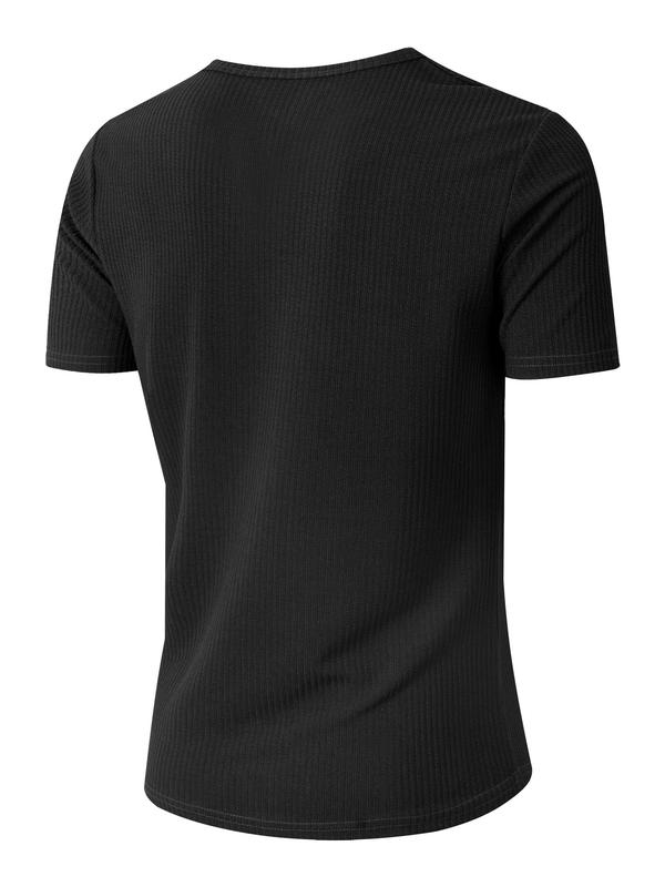 Men's Vertical Striped V-Neck T-Shirt Pocket Solid Color Casual Fashion Teen, Quick Dry, Breathable and Wearable on Hot Days, Solid Color T-Shirt Sophisticated and Simple 2